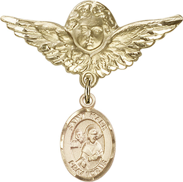 St. Mark the Evangelist Charm and Angel with Larger Wings Badge Pin