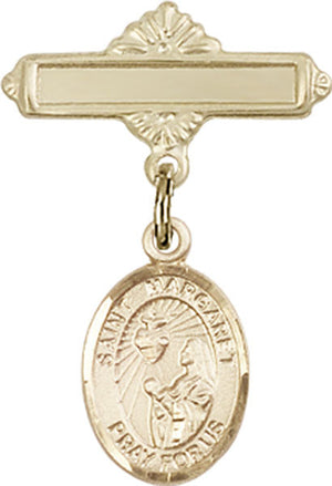 St. Margaret Mary Alacoque Charm and Polished Engravable Badge Pin