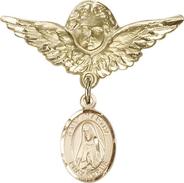 St. Martha Charm and Angel with Larger Wings Badge Pin