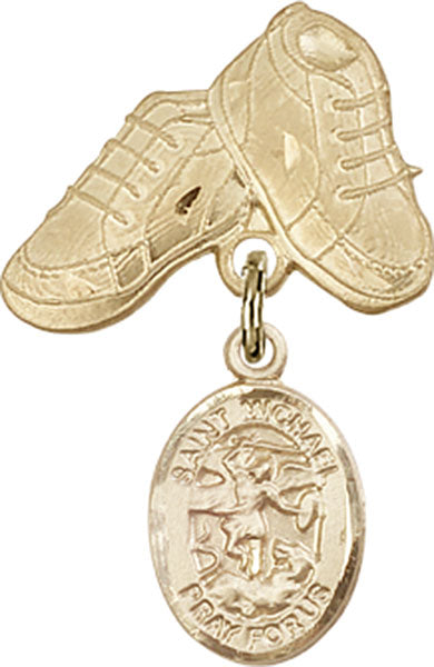 St. Michael the Archangel Charm and Baby Boots Pin