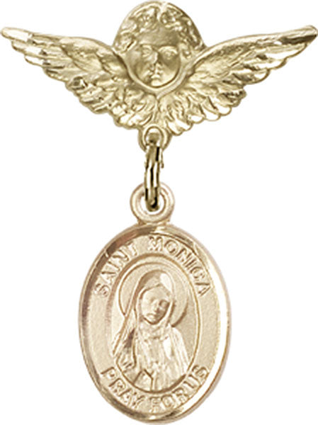 St. Monica Charm and Angel with Smaller Wings Badge Pin