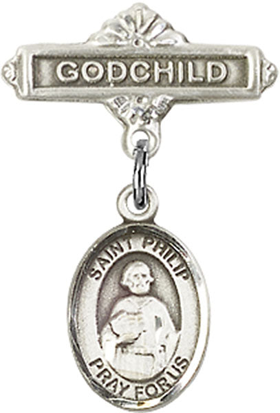 St. Philip the Apostle Charm and Godchild Badge Pin