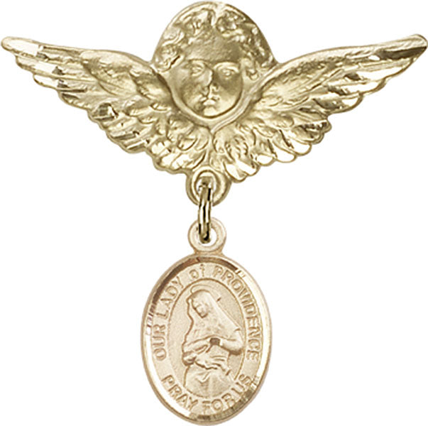 Our Lady of Providence Charm and Angel with Larger Wings Badge Pin