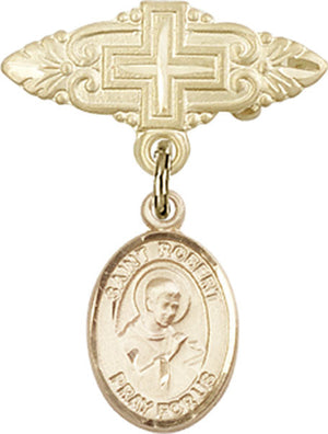 St. Robert Bellarmine Charm and Badge Pin with Cross