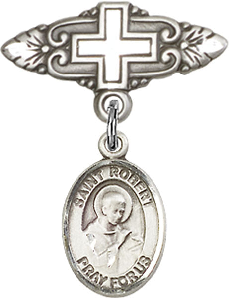 St. Robert Bellarmine Charm and Badge Pin with Cross