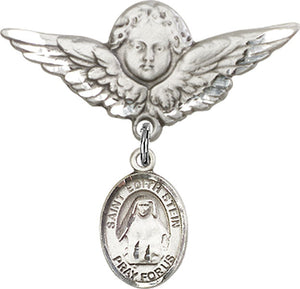 St. Edith Stein Charm and Angel with Larger Wings Badge Pin