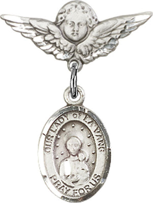 Our Lady of la Vang Charm and Angel with Smaller Wings Badge Pin