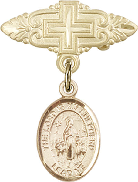 Lord Is My Shepherd Charm and Badge Pin with Cross