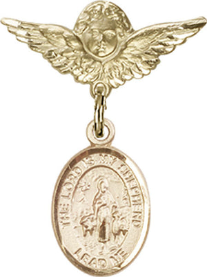 Lord Is My Shepherd Charm and Angel with Smaller Wings Badge Pin