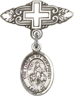 Lord Is My Shepherd Charm and Badge Pin with Cross