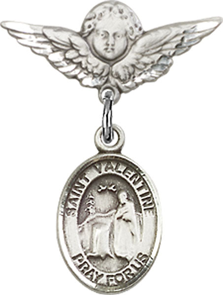 St. Valentine of Rome Charm and Angel with Smaller Wings Badge Pin