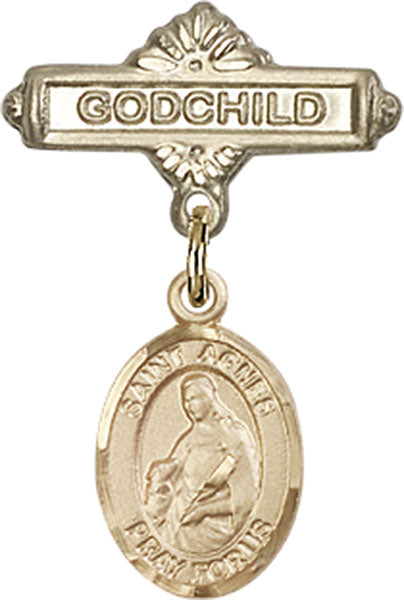 St. Agnes of Rome Charm and Godchild Badge Pin