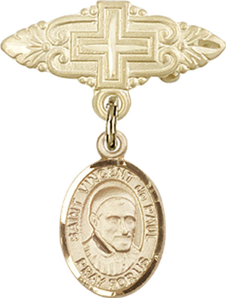 St. Vincent de Paul Charm and Badge Pin with Cross