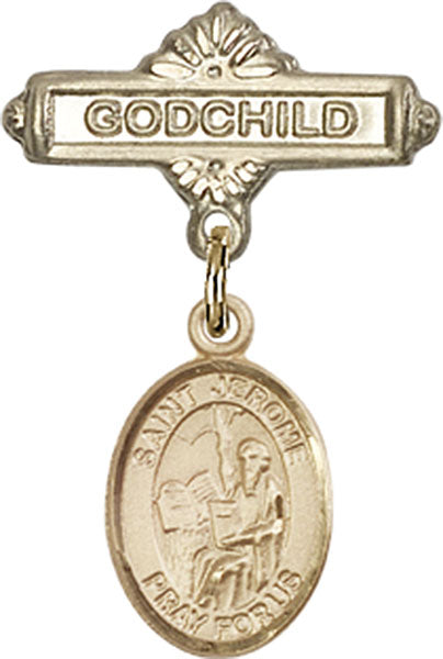 St. Jerome Charm and Godchild Badge Pin