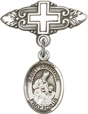 St. Ambrose Charm and Badge Pin with Cross