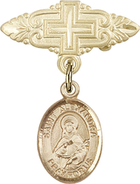 St. Alexandra Charm and Badge Pin with Cross