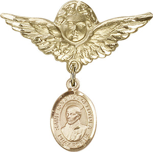 St. Ignatius Charm and Angel with Larger Wings Badge Pin