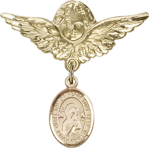 Our Lady of Perpetual Help Charm and Angel with Larger Wings Badge Pin