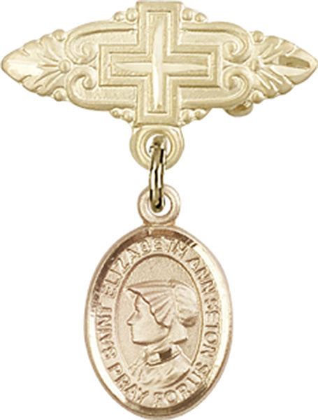 St. Elizabeth Ann Seton Charm and Badge Pin with Cross