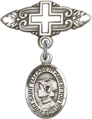 St. Elizabeth Ann Seton Charm and Badge Pin with Cross