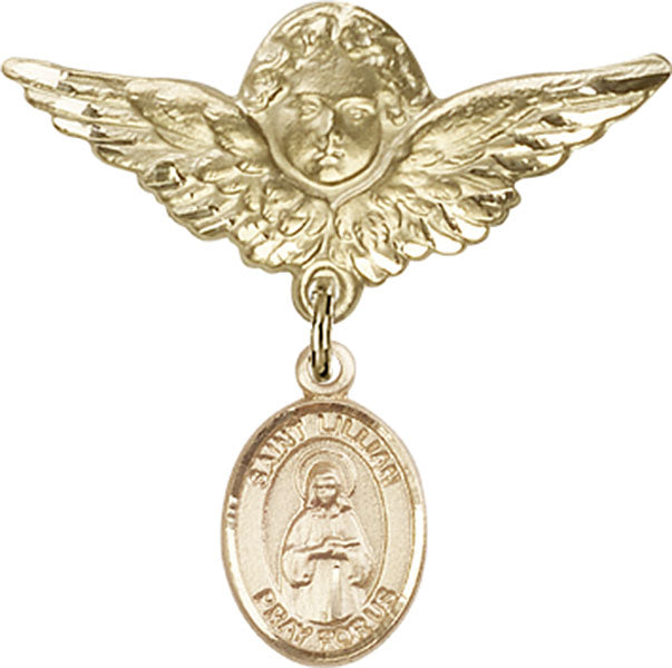 St. Lillian Charm and Angel with Larger Wings Badge Pin