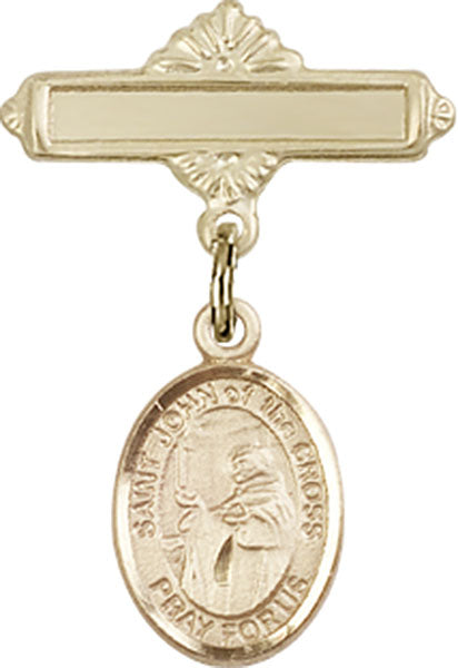 St. John of the Cross Charm and Polished Engravable Badge Pin