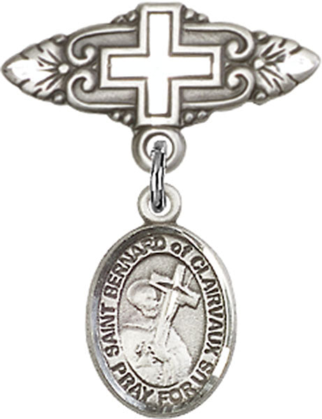 St. Bernard of Clairvaux Charm and Badge Pin with Cross