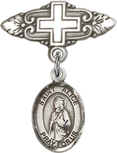 St. Alice Charm and Badge Pin with Cross