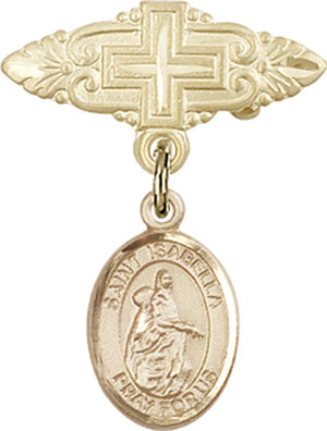 St. Isabella of Portugal Charm and Badge Pin with Cross