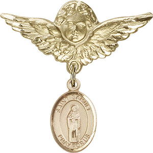 St. Samuel Charm and Angel with Larger Wings Badge Pin