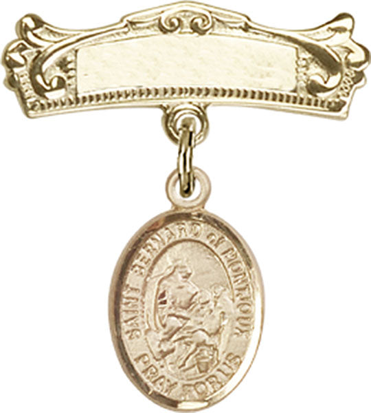 St. Bernard of Montjoux Charm and Arched Polished Engravable Badge Pin