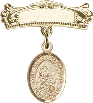 St. Bernard of Montjoux Charm and Arched Polished Engravable Badge Pin