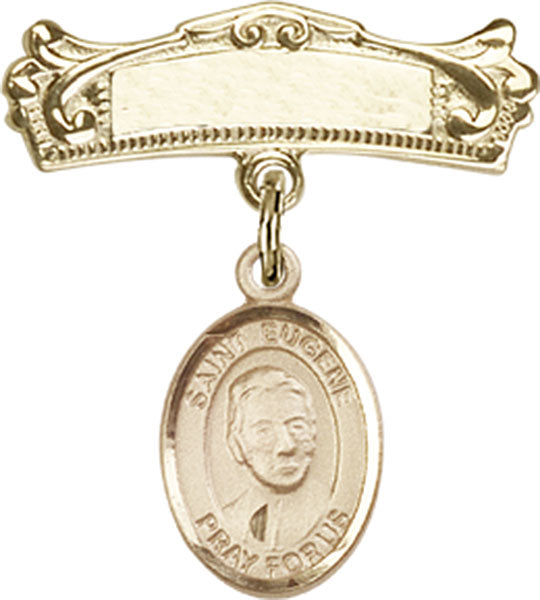 St. Eugene de Mazenod Charm and Arched Polished Engravable Badge Pin