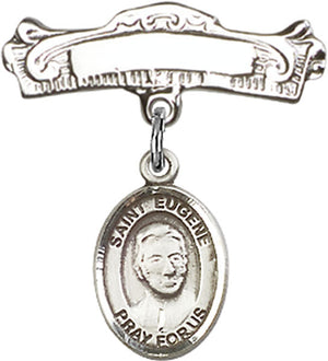 St. Eugene de Mazenod Charm and Arched Polished Engravable Badge Pin