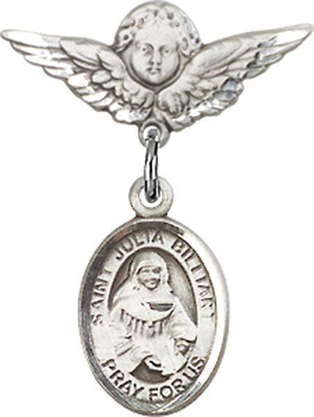 St. Julia Billiart Charm and Angel with Smaller Wings Badge Pin