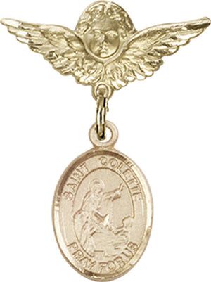 St. Colette Charm and Angel with Smaller Wings Badge Pin