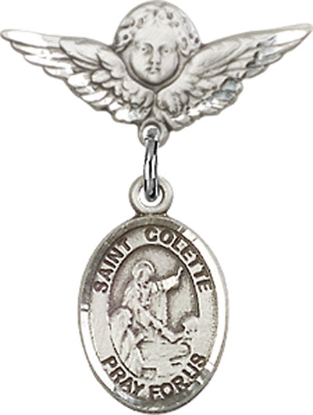 St. Colette Charm and Angel with Smaller Wings Badge Pin