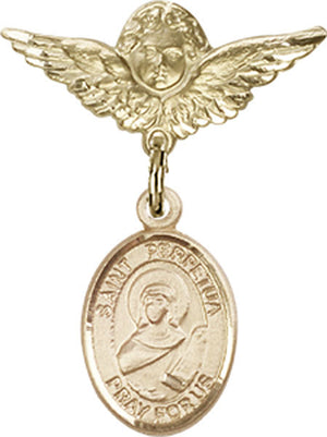 St. Perpetua Charm and Angel with Smaller Wings Badge Pin