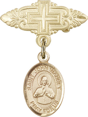 St. John Vianney Charm and Badge Pin with Cross