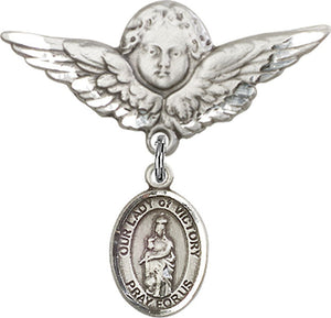 Our Lady of Victory Charm and Angel with Larger Wings Badge Pin