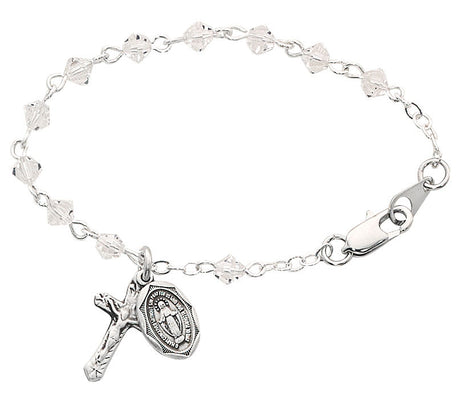 Baby Rosary Bracelet with Tin Cut Crystal Beads