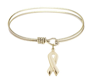 Cable Bangle Bracelet with a Cancer Awareness Charm