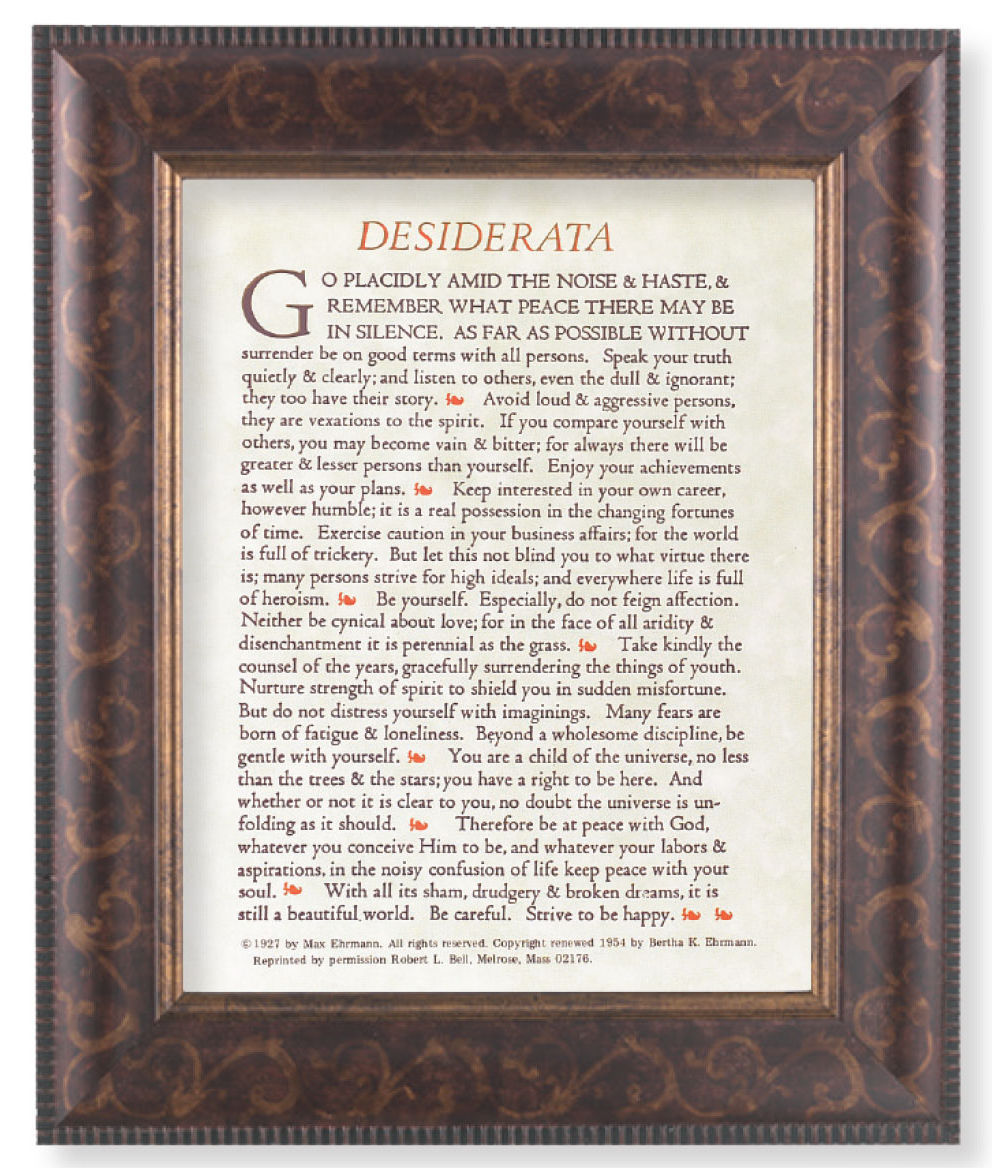 Desiderata Poem 8x10 Framed Print Under Glass