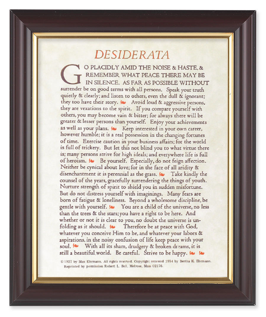 Desiderata Poem 8x10 Framed Print Under Glass