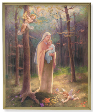 Madonna of the Woods 8x10 Gold Trim Plaque