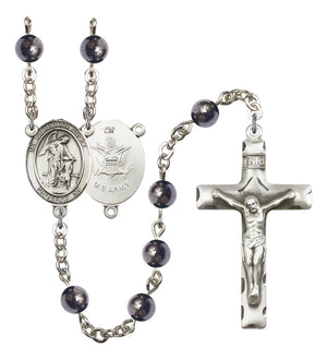 Guardian Angel Army Silver Plated Rosary for Men