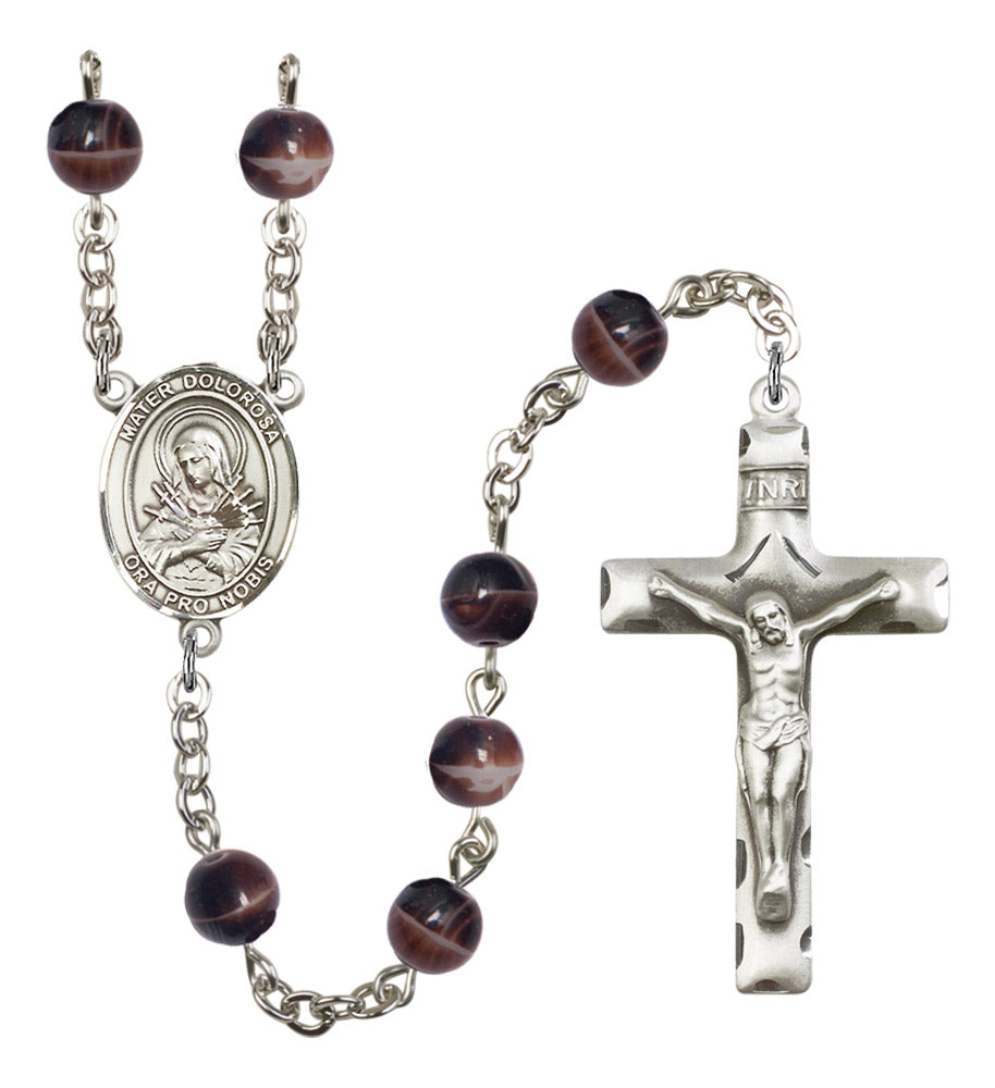 Mater Dolorosa Silver Plated Rosary for Men