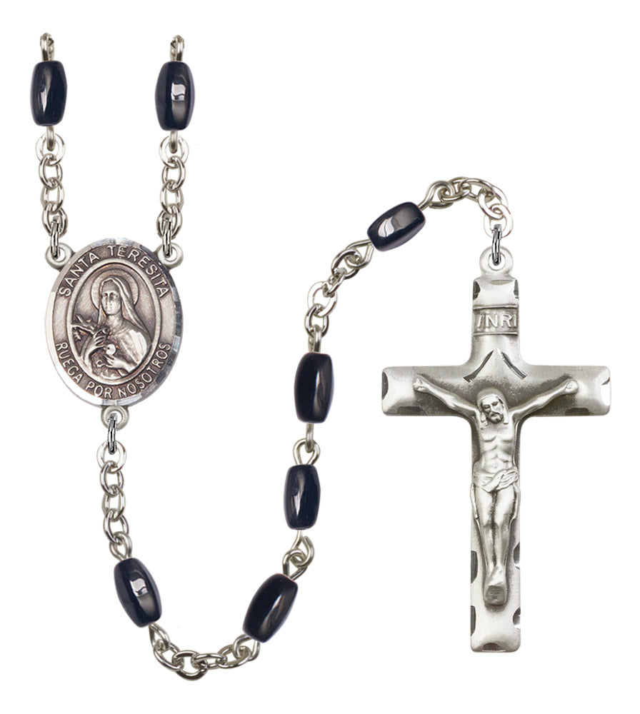 Santa Teresita Silver Plated Rosary for Men