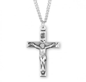 Square Edge Hand Etched Crucifix Necklace for Men