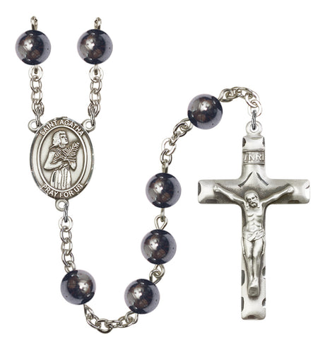 St. Agatha Silver Plated Rosary for Men